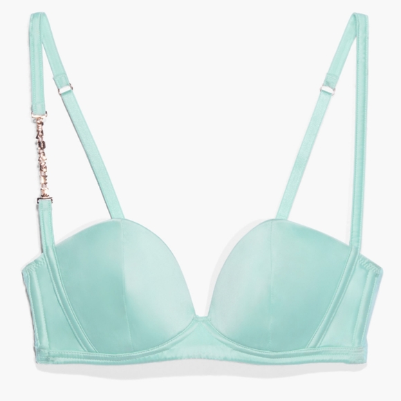 Savage X Fenty RARE Balconette Mint Green Sharp Satin Bralette XL 36DDD 38C 38D - Picture 5 of 11